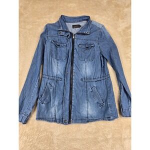 Cavalini Denim Collection Women's Blue Jean Jacket Size S Utility Style